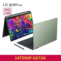 LG 그램360 14TD90P-GX7GK 인텔i7/램16GB/휴대용 태블릿PC 터치 노트북, Free DOS, 토파즈 그린, 16GB, 256GB, 코어i7, 14TD90P-G.AX7GK