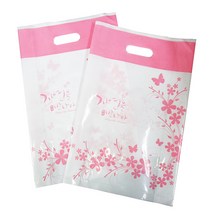 비닐백(유백) 자연을만나다 (꽃나비/분홍) 20매 고급 포장 봉투 손잡이 비닐 쇼핑백 쇼핑몰 한의원 병원, 자연을만나다／비닐백(유백), (꽃나비／분홍)／20매／(A02397)