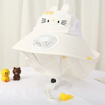 여름페도라햇 선캡 남성 여성 레쉬가드 벙거지 썬캡 자외선차단 빅 모자 챙 있음 선풍기 4998360228, 화이트 -kitty 큰챙 썬캡 (있음