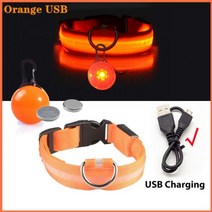 Usb 빛 개 목걸이 펜던트 Led 조명 밝은 작은 고양이 밤 컬러, XS Neck 28-38 CM, Orange USB