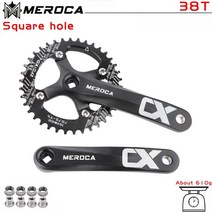 전문 자전거 부품 meroca 크랭크 체인휠 104bcd mtb 크랭크 셋 알루미늄 합금 바닥 170mm 크랭크 블랙 323436384042t 플레이트, 블랙 38t