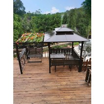 방갈로 원두막 바베큐장 Yuanmao 야외 전망대 포도 랙 비 창고 테라스 부식 방지 목재 파빌리온 안뜰 옥상 정원 천막, [24] 개별 거는 바구니