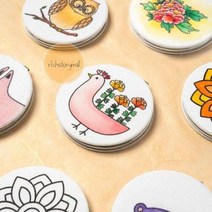 손거울 패브릭 원형손거울제작 DIY 휴대용, 곰 손거울