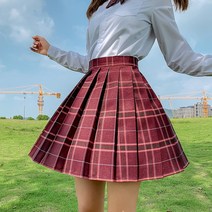 JK 격자 무늬 스커트 일본식 스커트 정품 하이 웨이스트 원래 대학 스타일 pleated 치마 학생 유니폼 스커트 학교 유니폼 스커트 여성