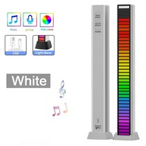 LED 스마트 라이트 바 사운드 컨트롤 픽업 리듬 RGB 음악 분위기 램프 PC 게임 TV 룸 자동차 데스크탑 개조, 한개옵션1, 01 White