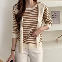 다잇템 여자 스프라이트 니트 데일리룩 캐주얼 단가라 티셔츠 (7812535)