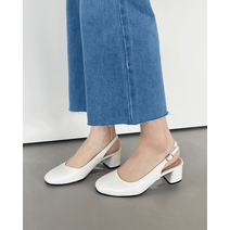 [국산수제/당일배송] 둥근코 콜린 버클 미들힐 하이힐 슬링백 구두 (5cm)