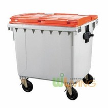분리수거함(HDPE) (상차용1100L/평면뚜껑), 주황_캔금속류
