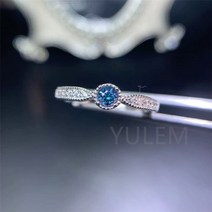 모이사나이트반지 다이아몬드 gra Yulem 2023 여성을위한 새로운 블루 moissanite 결혼식을위한 보석 약혼 925 실버 1캐럿 보석 생일 선물