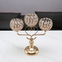 Z3JC 메탈 장식 웨딩 호텔 홈 촛불 디너 소품 배치 액세서리 촛대 크리스털 촛대, Z3JC 3머리 스타일 2
