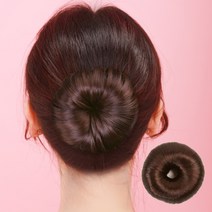 똥머리 가발 올림머리 당고머리 만두머리 부분, 블랙(a)