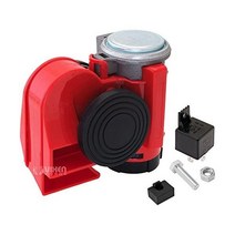 Vixen Horns Loud 139dB 강력한 듀얼 톤 컴팩트 전기 에어 혼 오토바이/자동차/보트/ATV 카본 12V VXH1608CB 용, Red