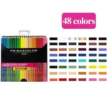 프리즈마색연필 애니메이션색연필 프리즈마색연필72 Prismacolor 1215243648 색 유성 색연필 세트 나무 드로잉 스케치 연필 학교 학생 초급 미술 용품, 48색