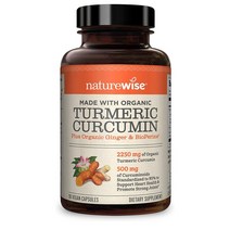 해외 NatureWise 커큐민 강황 생강 블랙 후추 90캡슐, 4개