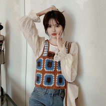 어려보이는 니트조끼 갯마을차차차 표미선 조끼 크로셰 귀여운 손뜨개 베스트 스퀘어넥 크롭티