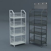 슈퍼마켓 진열대 편의점 선반 디스플레이 랙 마트 철제 수납, 흰색강화  60 x 27 x 129 지붕없음