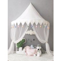 침대 캐노피 어린이 유아 여자아이 남자아이 방 인테리어 공주 커튼, 하얀 눈  작은 1m + 모기장
