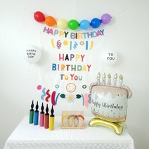 GAM 윙크스마일 생일현수막 파티세트 생일파티용품세트 해피버스데이머리띠 공기주입기, B세트-스탠딩 호일풍선