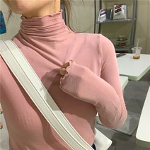 이너긴팔티 감자 보라색 연근 핑크 폴라넥 이너셔츠 여성 겨울 가을 소매 이너웨어 페블럼라인 티셔츠 인싸템 2866238626