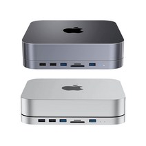 위즈플랫 HM25C 맥미니허브 USB-C 맥미니 스타일 7 IN 1 외장하드 USB허브 SD카드리더기, 그레이