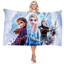 3d 디즈니 cartoon frozen print 비치 타월 elsa anna princess 목욕 수건 야외 스포츠 캠핑 목욕 수건 휴대용 러그 담요, 1-검은색