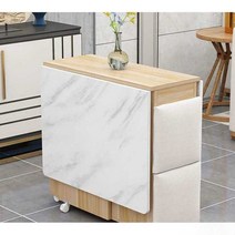 주방 이동식 테이블 부엌 식탁 홈바 보조 조리대 선반, 1.2+4스툴소프트백+인조화이트스톤+얕은몸체