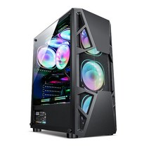PC 케이스 컴퓨터 본체 조립 EBESKY 효룡 용 데스크톱용 콘솔 게임기 백라인, 01.휘영달 블랙-표준판