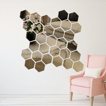 벽면 거울 시공 붙이는 시트지 팔각 육각 벽걸이 아크릴 부착 전신12/24/36/48pcs 60pcs 세트 3d 벽 스티커 diy 아트 벽 거실 장식, 60개, 은색 80x70x40mm