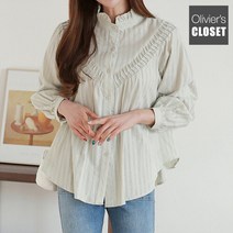 올리비에스클로젯 올리비에스클로젯 프릴 반목 셔링 블라우스_O2301BL004A