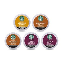 Starbucks K-Cup 커피 포드 스타벅스 블론드 미디엄 & 다크 로스트 커피 큐리그 브루어용 버라이어티 팩 100% 아라비카 1박스(총 40포드), Variety Pack_40 Count (Pack of