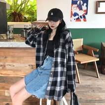 스타일아유 체크롱남방 여성 가을셔츠 래이어드 롱 남방 블라우스 코디[AYG7BL0113]