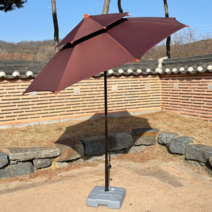 국산 이단파라솔 야외파라솔 이케아파라솔 감성파라솔 접이식파라솔 각도조절 꺾임파라솔 카페 테라스파라솔, 꺾임, 갈색