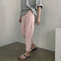 [비비애르] 여름 린넨 밴딩 배기 팬츠 편한 여름바지 스판좋은 세미배기 슬림한 키작녀코디