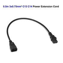 IEC320 C14 ~ C13 전원 분배기 케이블 1 Male to 2 Female 코드 PDU UPS PC 컴퓨터 모니터 용 1-2 Way 연장, 02 0.5m