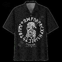 2022 최신 바이킹 문신 전사 발할라 신 오딘 기호 레트로 하와이안 셔츠 패션 3DPrint 여름 해변 반팔 A1