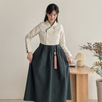 민한복 오델리 여성 계량 철릭 원피스 여자 개량 퓨전 허리 치마 드레스 생활한복