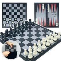 체스게임 자석 접이식 3IN1 체스 체커세트 32cm 중형 휴대용 파우치 포함 여행용 보드게임