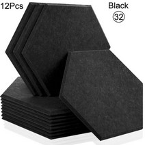 방음벽 방음 스펀지 차음제 흡음제 녹음실 벽간소음 방음공사 작업실 방음판, Large Hexagon, 32--Black, 0.8cm Medium Density