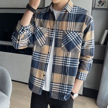 DarjinQD 남자캐주얼셔츠 격자 슬랙스 긴팔 셔츠
