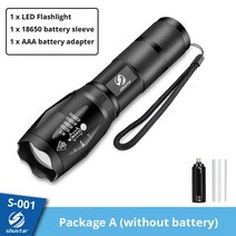 워크인스위치 Shustar led 손전등 울트라 브라이트 토치 l2v6 캠핑 5 릴레이, 패키지, t6-낮은 밝기