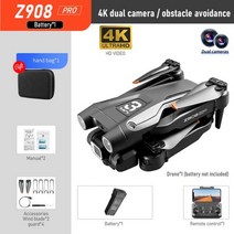Z908 프로 드론 4K HD 전문 ESC 듀얼 카메라 광학 흐름 로컬라이제이션 2.4G 와이파이 장애물 회피 쿼드콥터 장난감, Dual 4K 1B Black
