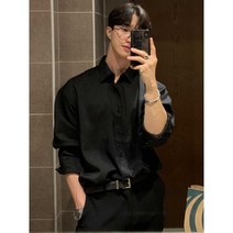 남성 셔츠 긴팔 실크 가을 코트 정장 정장 데이트룩