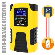 퍽셔충전기 오토바이 자동차 지게차 산업용 카트 배터리 밧데리 충전기 Foxsur 지능형 6v 12v 트럭 agm 납산 자동 수리 탈황기 액세서리, 영국 플러그