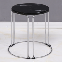 의자 가벼운 식탁 의자로 간단한 걸상을 쌓을 수 있다, 검은 돌 패턴, 높은 45CM 여섯 다리 실버