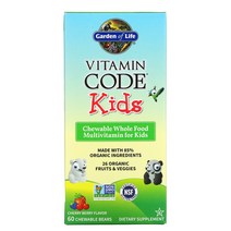 Garden of Life 비타민 Code 어린이용 어린이 씹어먹는 천연 식품 종합비타민 체리 베리맛 츄어블 60개