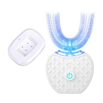 스마트 U 360 자동 음파 전동 칫솔 충전식 울트라 소닉 칫솔 성인용 치아 미백 마우스 피스, (350852)Gen 2 Adults White