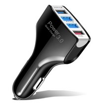 자동차 충전기 배터리 4포트 USB 자동차 충전기 빠른 3.0 전화 화웨이 메이트 프로 아이폰 11 용 휴대용 고, 01 Black, 01 Black
