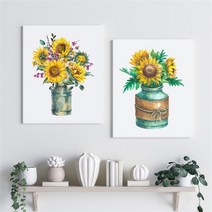 셀러허브 감성 수채화 해바라기 그림 액자 No11 20 캔버스 3호, 17번／3호19x27cm(캔버스액자옆면연장)