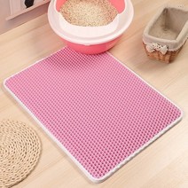 고양이 쓰레기 패드 방수 미끄럼 방지 접이식 이중층 필터 고양이 쓰레기가 씻겨 나가는 것을 방지 고양이 화장실 매트 용품, 분홍색, xl 55x75cm