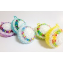 국내산 핸드메이드 손뜨개 2겹 아크릴 호빵수세미(5개1세트)/디자인이 이쁜수세미, B세트